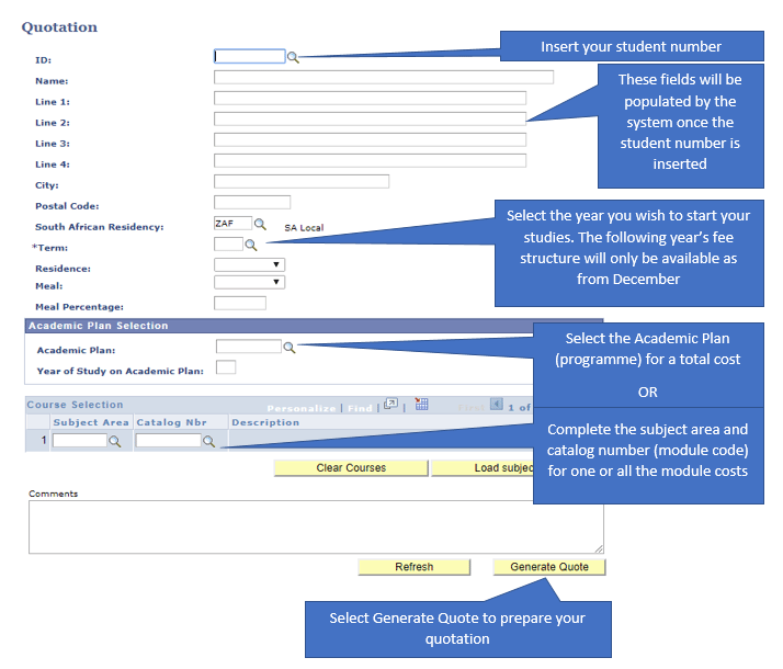 How to generate a quotation - University of Pretoria